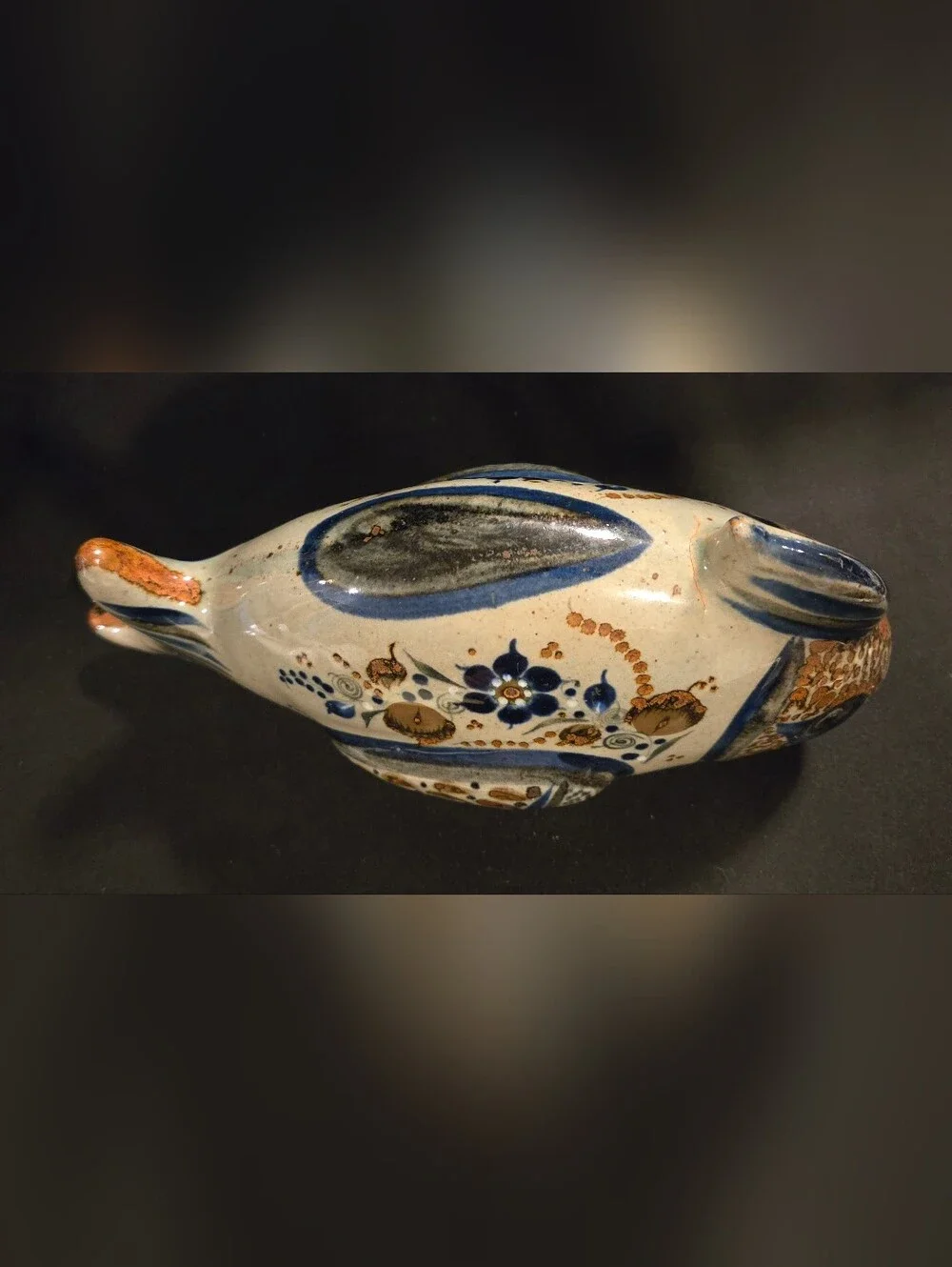 Vintage Hand Crafted Ceramic Fish Sculpture From Tonala Region In Mexico